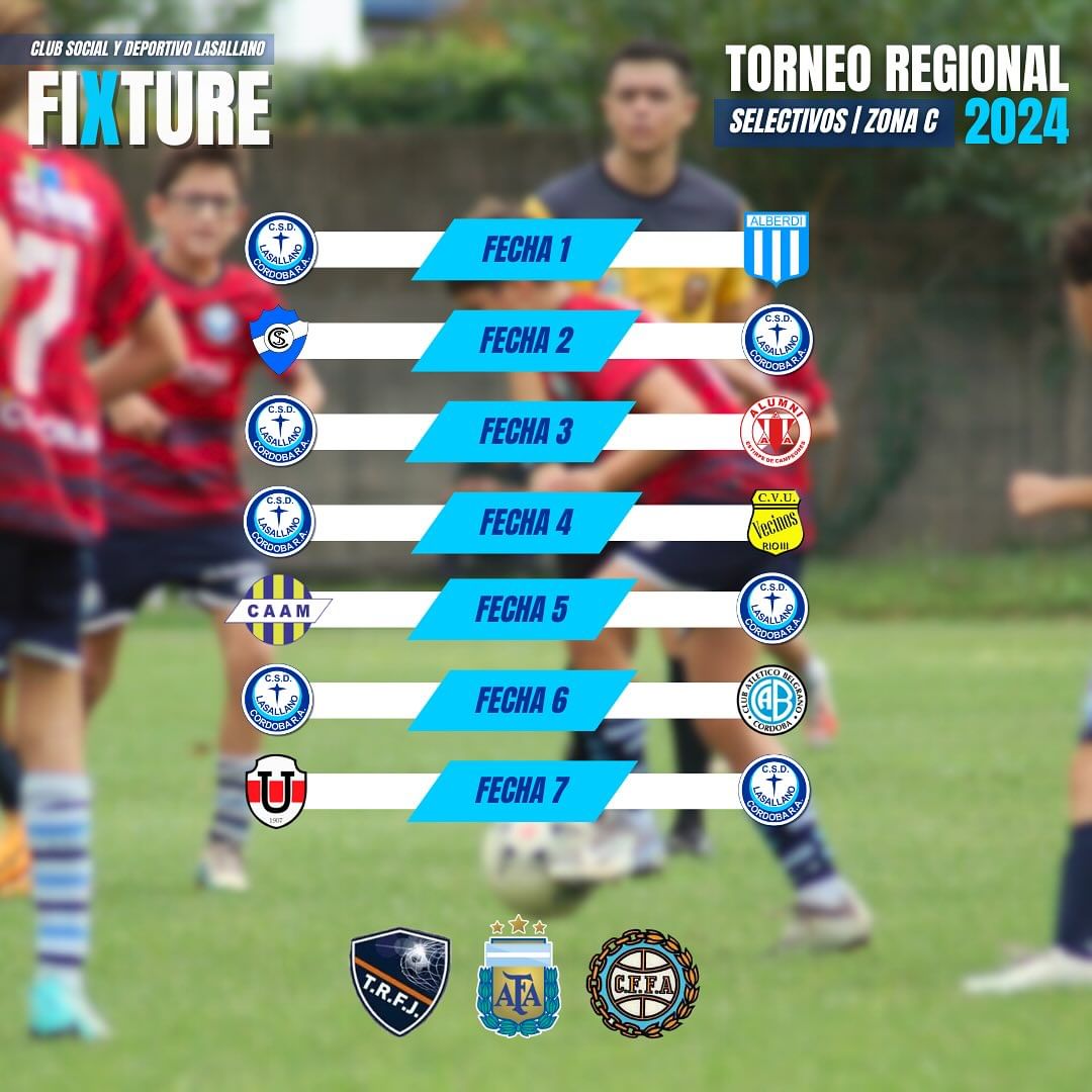 El fixture de Lasallano en el Torneo Regional Federal Juvenil 2024 de ...